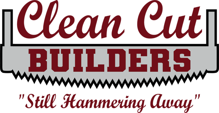 clean cut builders still hammering away logo