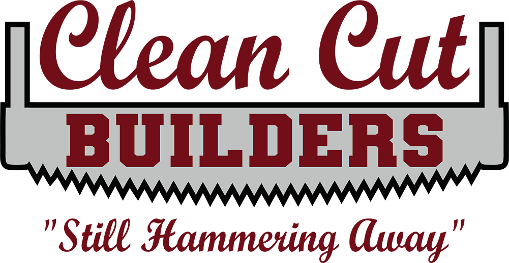 clean cut builders still hammering away logo