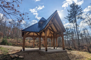 timber frame pavilion on pad